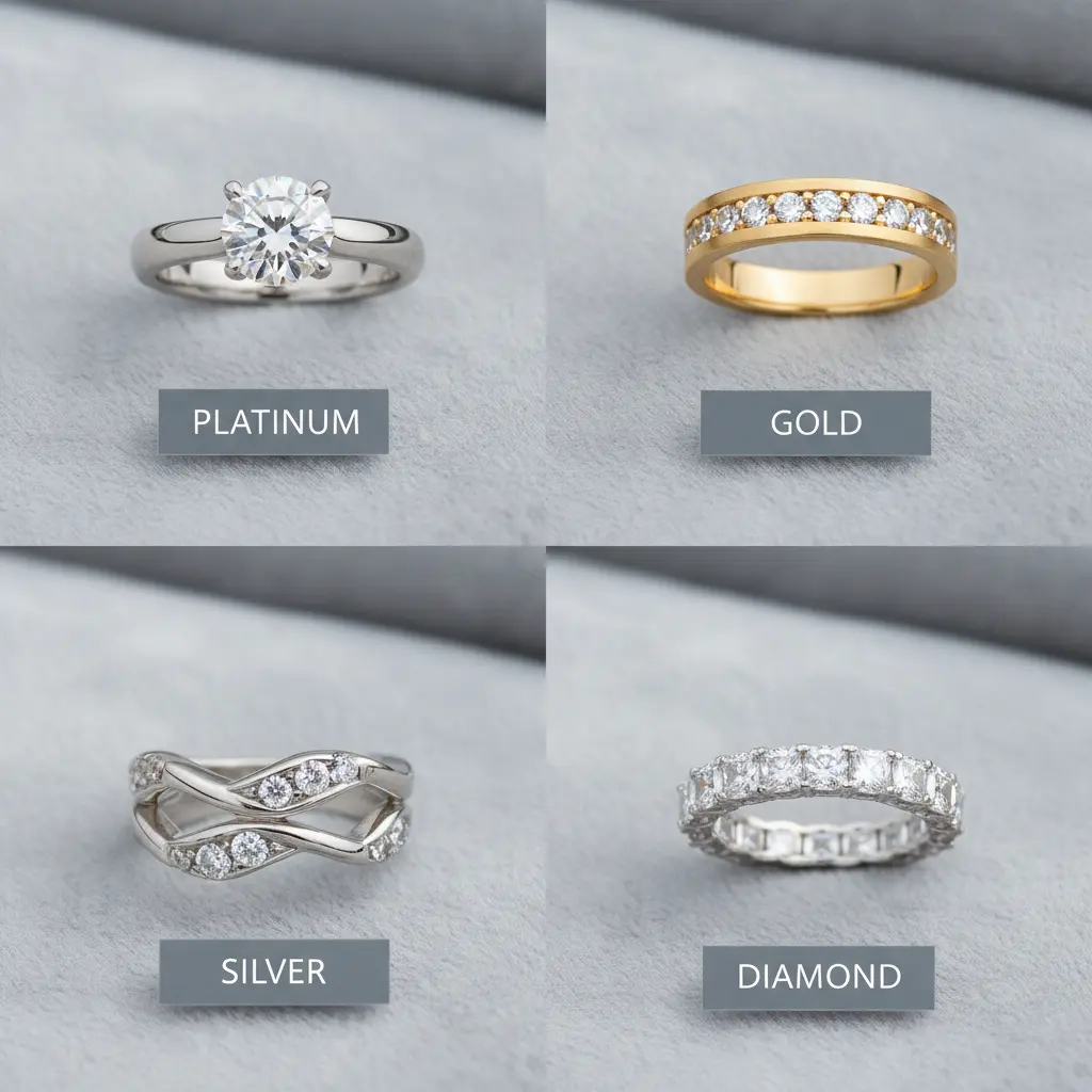 素材別に見る結婚指輪買取相場(プラチナ・金・シルバー・ダイヤ)
