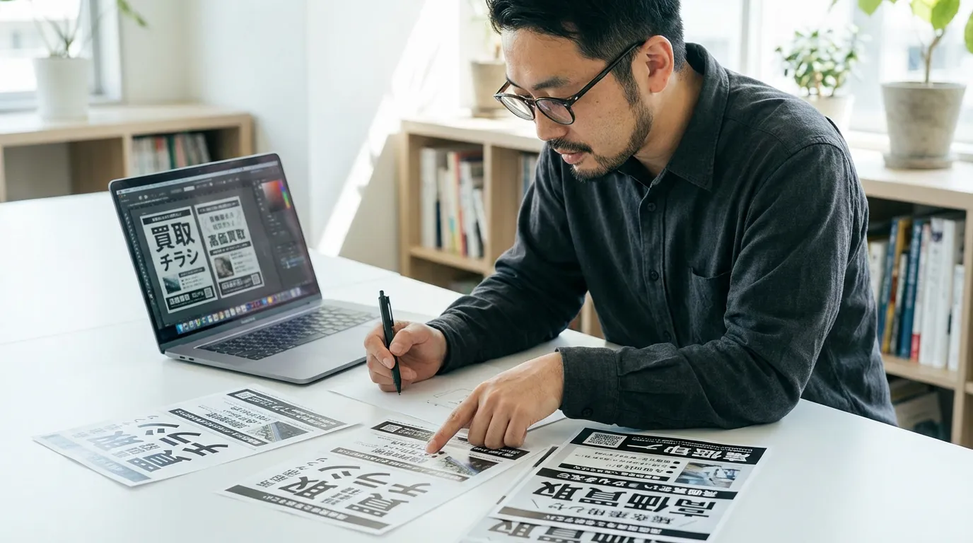 買取 チラシ - 自作・外注と長期運用のテンプレート戦略